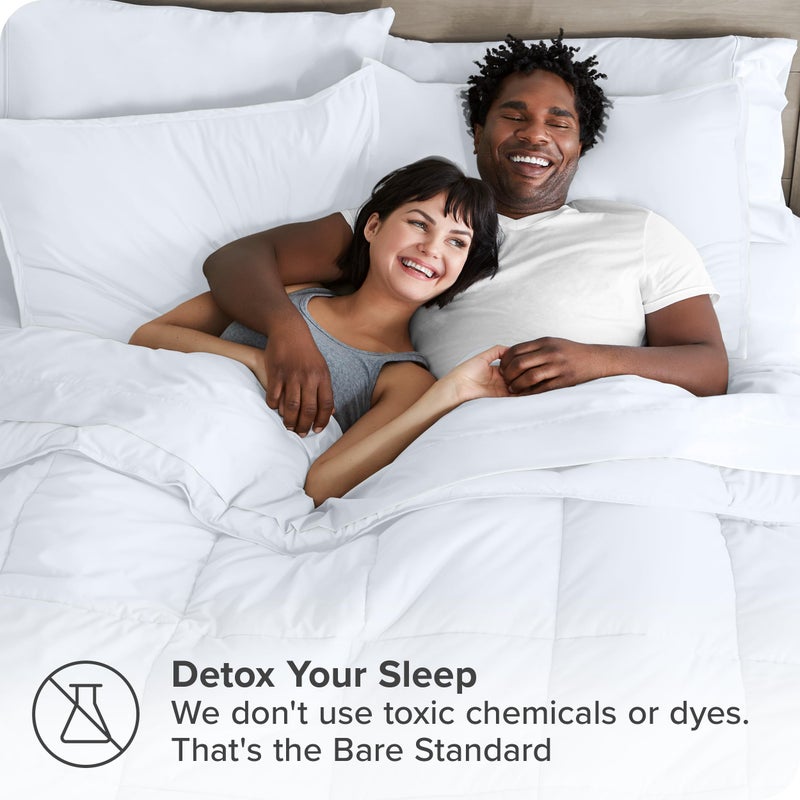 Bare Home Bed-in-A-Bag 7 Piece Comforter & Sheet Set - Queen - Goose Down Alternative - Ultra-Soft 1800 Premium - Bedding Set (Queen, White/White) - Image 3